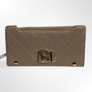 Badgley Mischka Quilted Long Wallet in Taupe